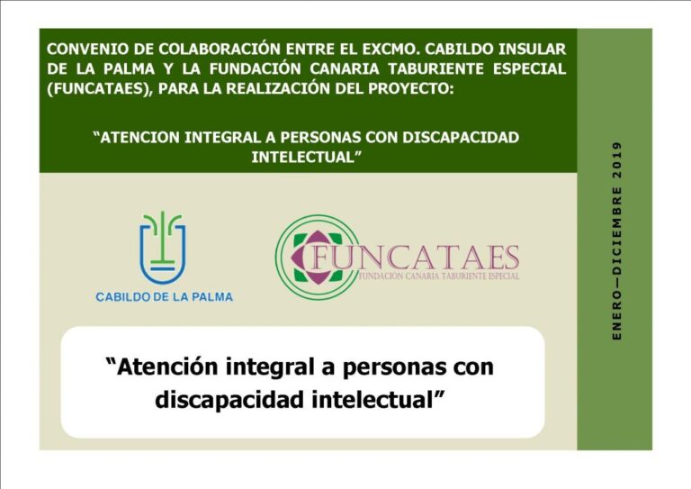 Nuevo convenio de colaboración entre Funcataes y Cabildo para la atención de personas con discapacidad  